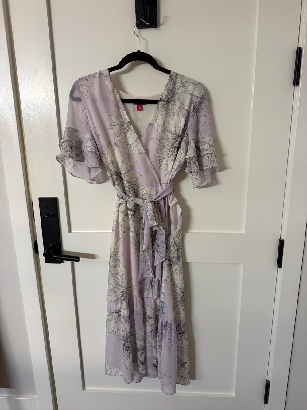 Vince Camuto Lavender Floral Wrap Midi Dress